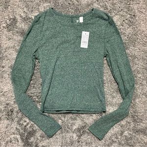 NWT PacSun Me To We Sage Green Long Sleeve Crop Top